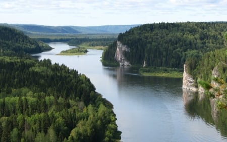 River in Russia - rock, river, Russia, nature