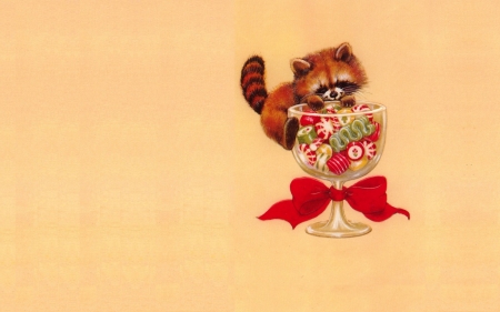 Marry Christmas! - sweets, child, christmas, animal, craciun, red, cute, bow, red panda