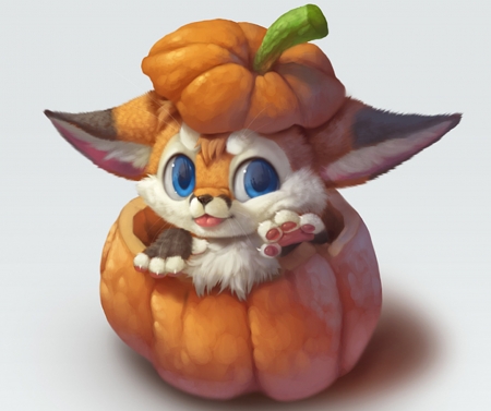 Happy Halloween! - silverfox5213, vulpe, fox, pumpkin, orange, baby, child, animal, paw, halloween, cute