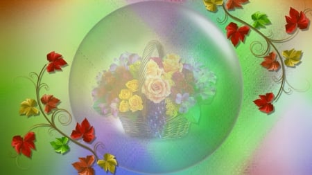 Fall Float - flowers, bubble, colors, leaves