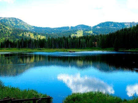 Beautiful Lake Reflections - lake, forest, mountains, reflection, nature