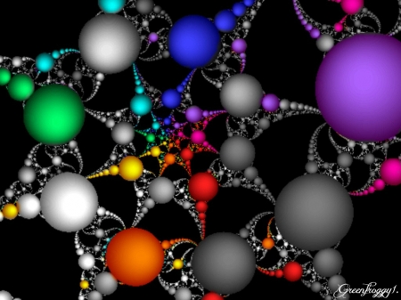 COLOURED MOLECULES - colour, fractal, abstract, black