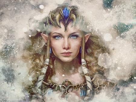 Zelda - elf, fantasy, girl, portrait, barret biggers, princess, zelda, luminos