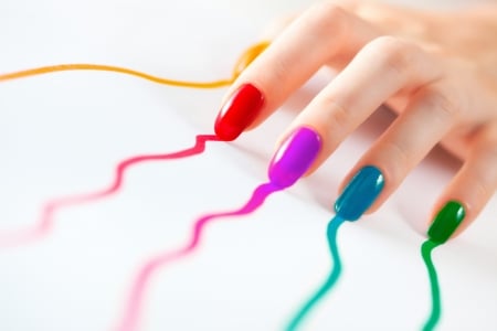 Colorful nails - colorful, rainbow, nails, hand