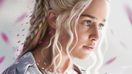 Daenerys Targaryen - game of thrones, blonde, yasar vurdem, daenerys targaryen, fantasy, princess, face, art, luminos