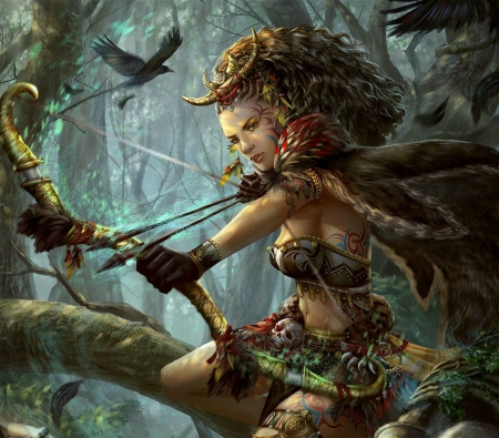 Mareida - girl, forest, luminos, legend of the cryptids, hoanglapsolan, fantasy, archer