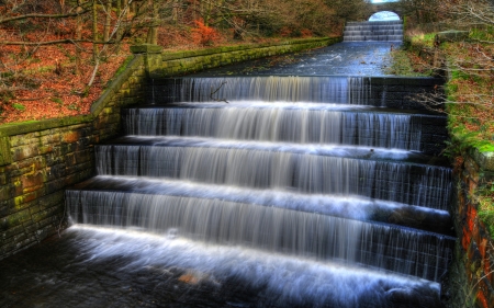 Water Cascade in English Park - autumn, fall, water, steps, colors, creek