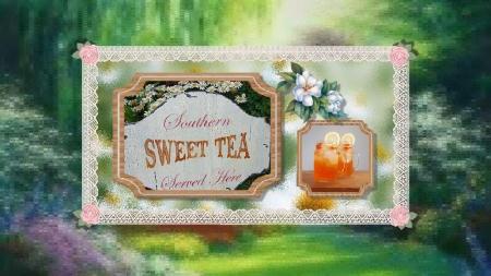 Sweet Tea - greenery, tea, jars, sign