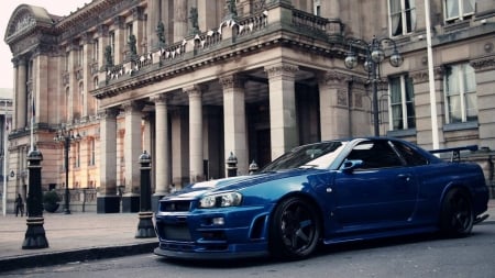 Nissan Skyline - side view, vehicles, skyline, blue cars, cars, nissan skyline, nissan