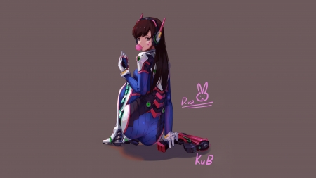 Overwatch Dva - blizzard, gray background, video games, d va, overwatch