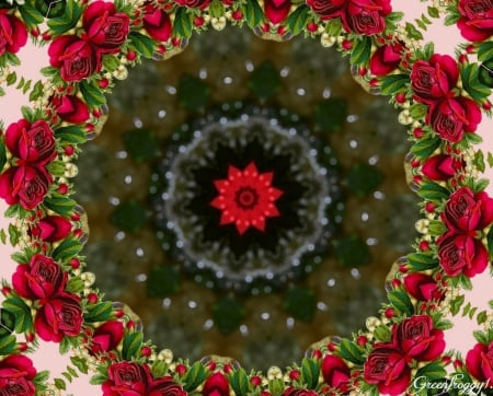 ROSE KALEIDOSCOPE - kaleidoscope, fractal, rose, abstract