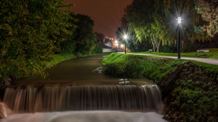 Flowing Water - lights, nature, water, park