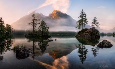 Beautiful Scenery - nature, mountain, trees, reflection