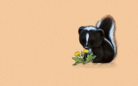 Skunk - art, baby, draw, skunk, child, cute, black, fantasy