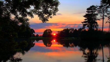 Nature Sunrise - reflections, nature, sunrise, landscapes