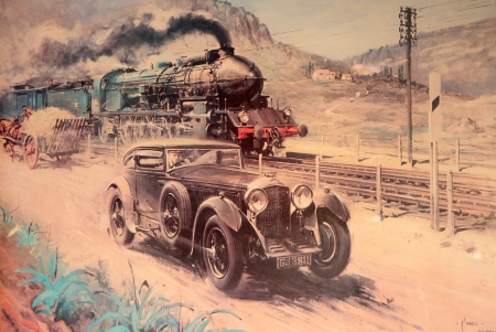 bentley vs train - steam, bentley, train, car