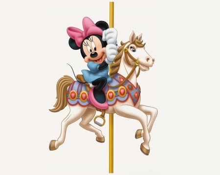 Minnie Mouse - white, carousel, bow, pink, disney, minnie mouse