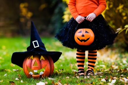 Happy Halloween! - hat, black, green, girl, halloween, orange, pumpkin, child