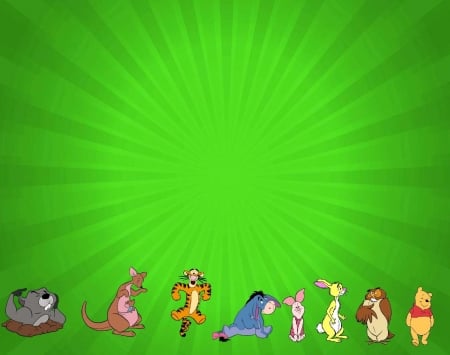 Pooh and Friends - eeore, piglet, rabbit, roo, gopher, kanga, tigger, owl, pooh