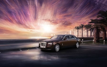 Rolls Royce - car, cool, fun, rolls royce, sunset