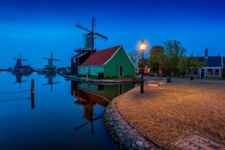 Evening in Netherlands - neth6, nature, evening, river, windmill