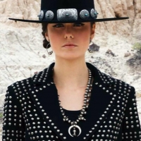 Cowgirl In Silver And Black