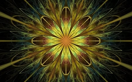 Fractal Flower - abstract, yellow, flower, fractal, brownm