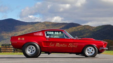 1968-Ford-Mustang-Race-Car - Muscle, Red, Pro Street, Classic