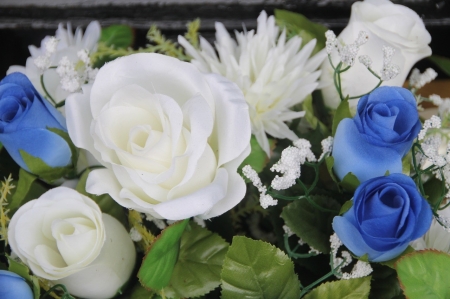 Bridal Bouquet - Bouquet, Whtie, Blue, Roses