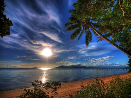 Beautiful Sky - seaside, trees, nature, sky