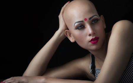 Bald is Beautiful - woman, face, bald, model