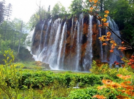 Waterfall in a Fall Season - fall, nature, season, waterfall