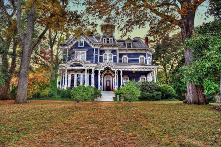 Blue Victorian - vintage, ornate, victorian, blue, autumn