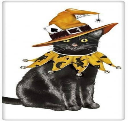 Halloween Cat - witch, Cat, costume, Halloween, art