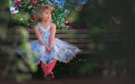 Little girl - summer, blue, dress, girl, pink, copil, child, green, little