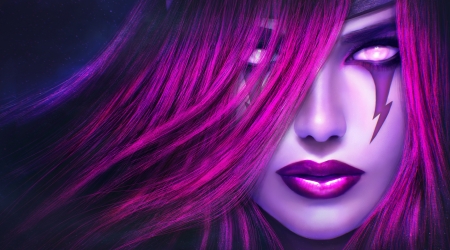 Morgana - morgana, fantasy, purple, girl, face, magicnaanavi, pink, luminos