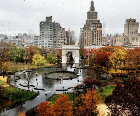 Autumn in the City - Autumn, sqaure, monument, city, park