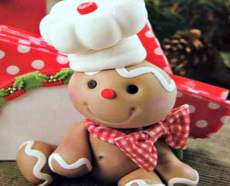 Gingerbread Man - Red, Man, Gingerbread, Hat, Brown, White