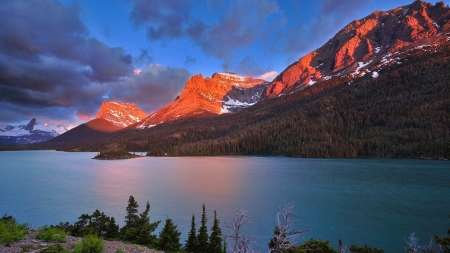 Aesthetic Mountain - nature, orange, mountain, river