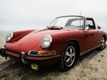 old porsche on beach