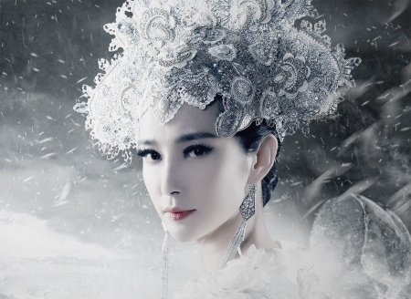 Snow girl and the dark crystal (2015) - winter, poster, girl, Li Bingbing, snow girl and the dark crystal, actress, white, movie, asian