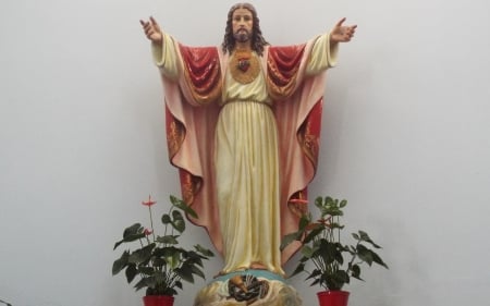 Sacred Heart - Jasus, Sacred Heart, statue, Christ