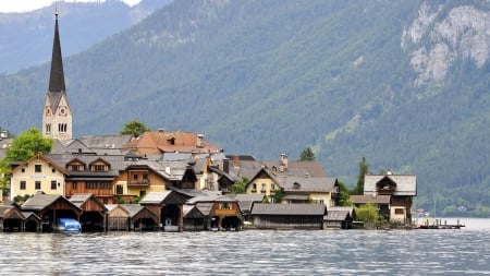 Hallstatt - architecture, cool, houses, fun, ocean, mountain