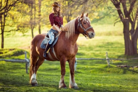 Riding Alone . . - women, fun, female, boots, hats, models, brunettes, western, girls, cowgirl, style, outdoors, horses, ranch