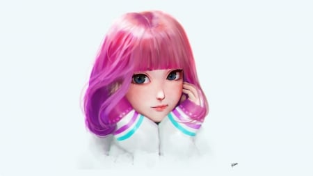 Girl - face, portrait, fantasy, pink, girl, fitaro