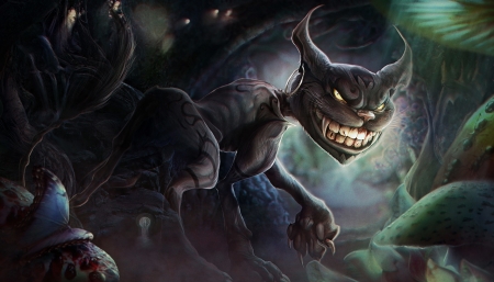 Dark Cheshire - fantasy, pisica, dark cheshire, luminos, cat, omrikoresh