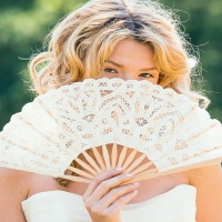 Antique Lace Hand Fan And Lady