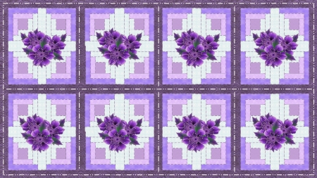 Purple Passion - log cabin, purple, flower, quilt