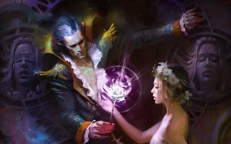 Beauty and the Beast - nicolai eremeico, beauty and the beast, fantasy, belle, girl, couple, man, art