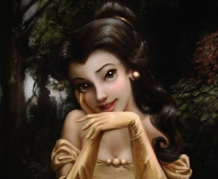 Belle - phil dragash, fantasy, william adolphe bouguereaumarch, beauty and the beast, belle, princess, disney, art, luminos